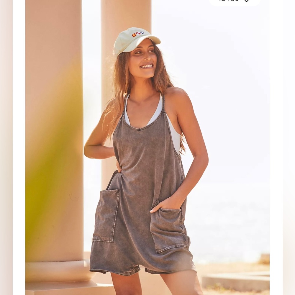 Free People Hot Shot Romper Black